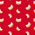 Seamless vector pattern of cakes on red background. Royalty Free Stock Photo
